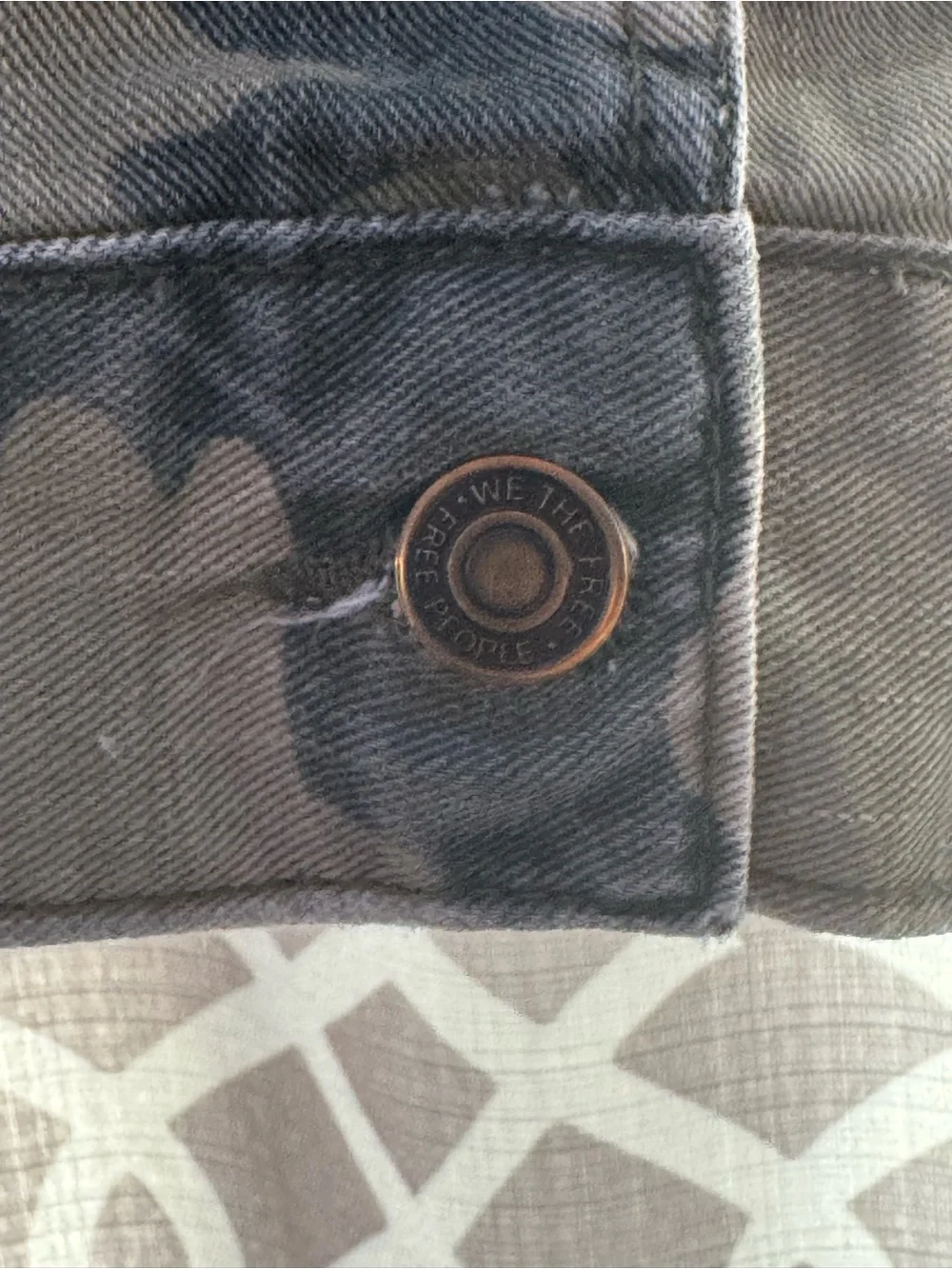 Free people  Women's Camouflage Denim Jacket - Olive Camo - Picture 5 of 6